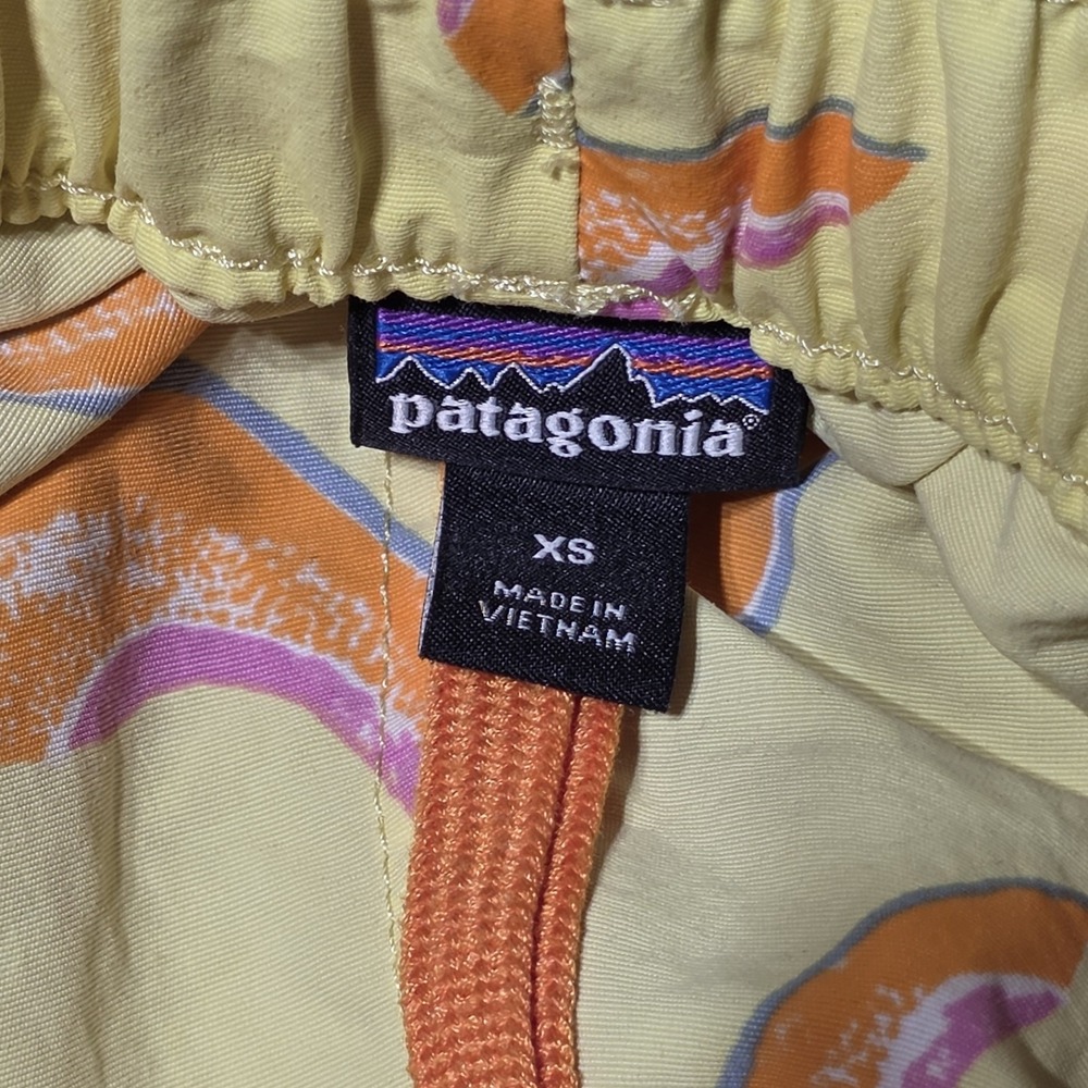 Patagonia Woman's XS Fruit Print Swim Trunks Yellow/Orange Drawstring Lined - Picture 6 of 10